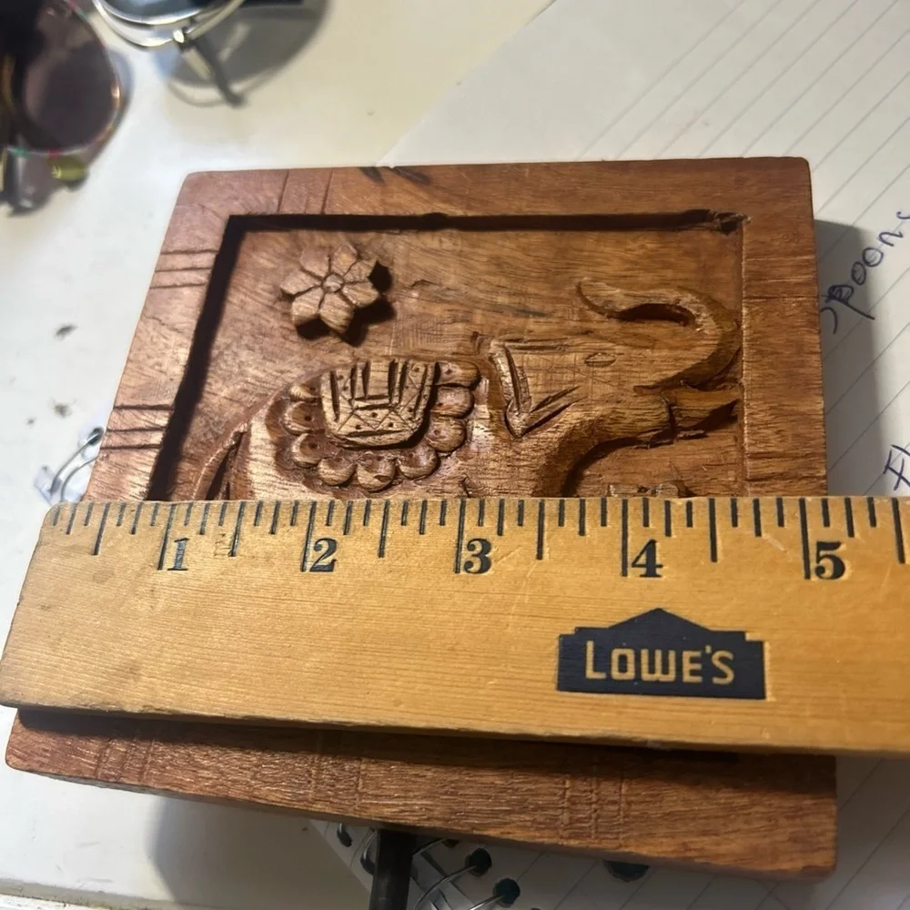 Vintage Hand Carved Elephant Wooden Wall Hook Coat Keys Rustic Boho Tribal